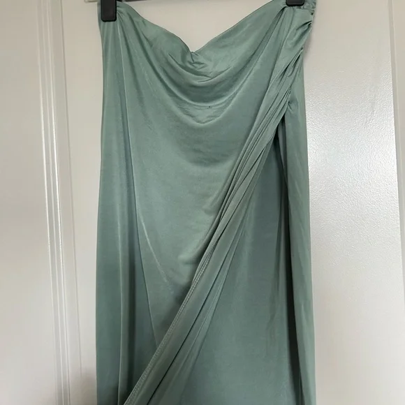 Lucy in the Sky Draped Maxi Skirt in Soft Green - Picture 2 of 4